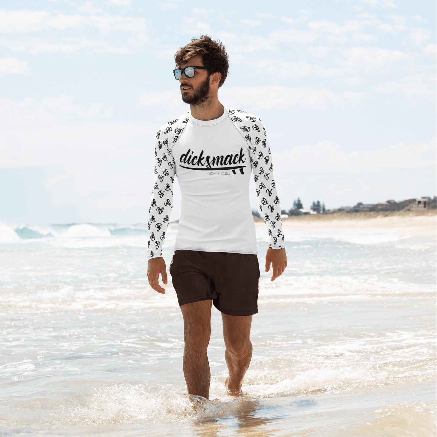dicksmack white - men's rash guard