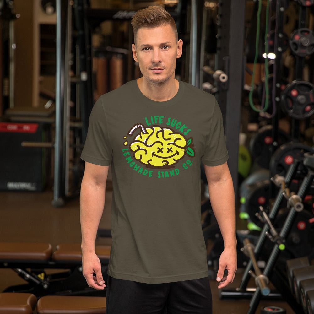 life sucks lemonade co. (circular) short-sleeve unisex t-shirt