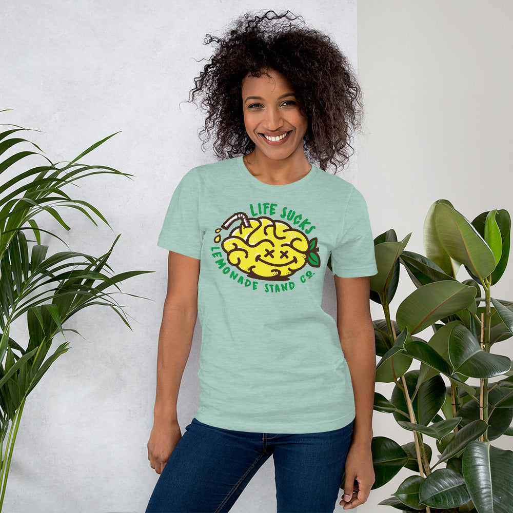 life sucks lemonade co. (circular) short-sleeve unisex t-shirt