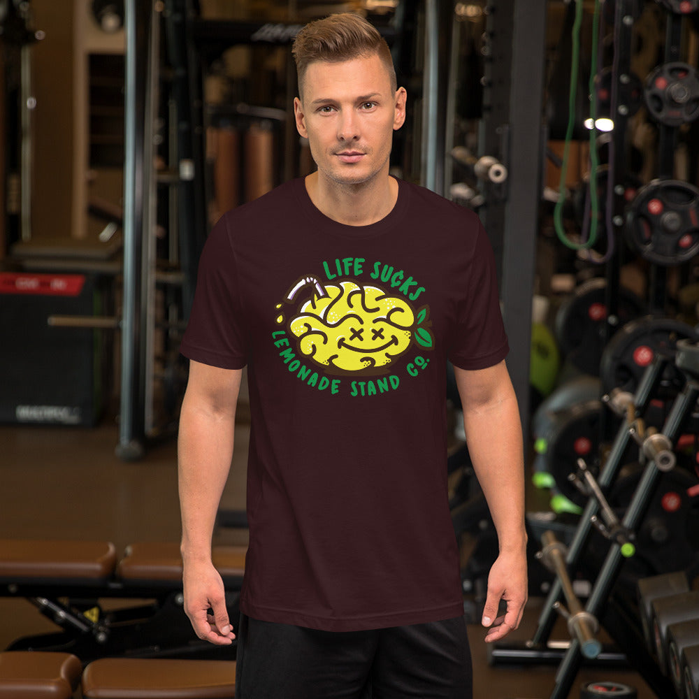 life sucks lemonade co. (circular) short-sleeve unisex t-shirt
