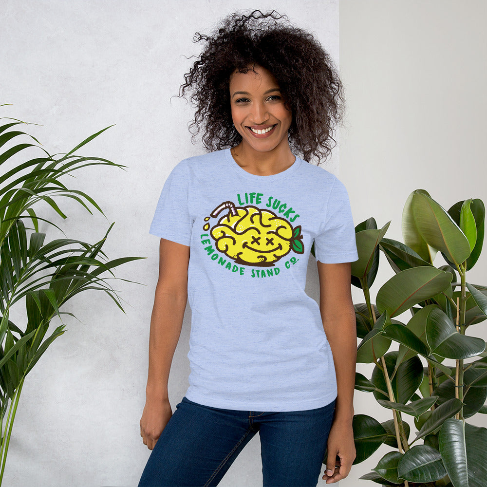 life sucks lemonade co. (circular) short-sleeve unisex t-shirt