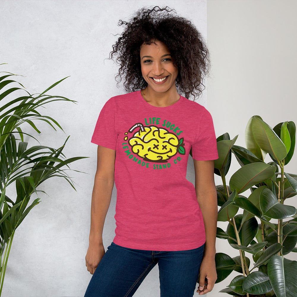 life sucks lemonade co. (circular) short-sleeve unisex t-shirt