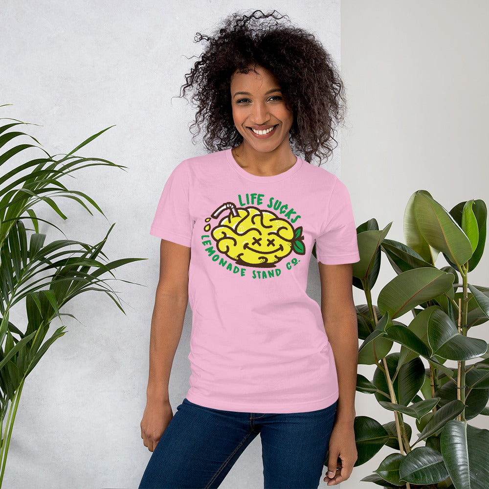 life sucks lemonade co. (circular) short-sleeve unisex t-shirt