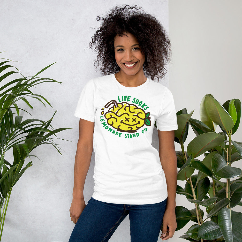 life sucks lemonade co. (circular) short-sleeve unisex t-shirt